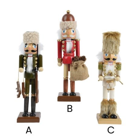 100% FSC rustic pinewood nutcracker, 10'' - Décors Véronneau