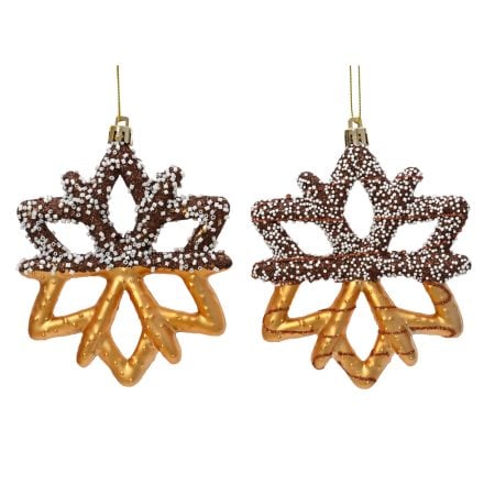 Chocolate pretzel snowflake Chrismtas ornament, 5''