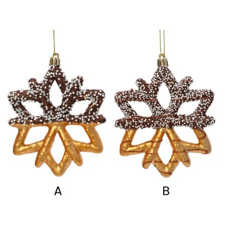 Chocolate pretzel snowflake Chrismtas ornament, 5'' - Décors Véronneau