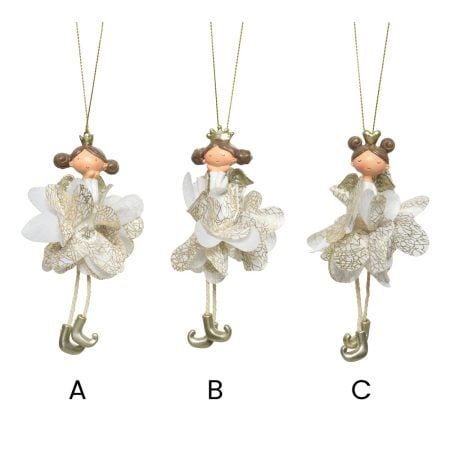 Ornement ange de Noël crème et doré, 4,5'' - Décors Véronneau