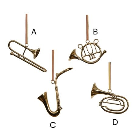 Brass musical instrument Christmas ornament, 4,5'' - Décors Véronneau