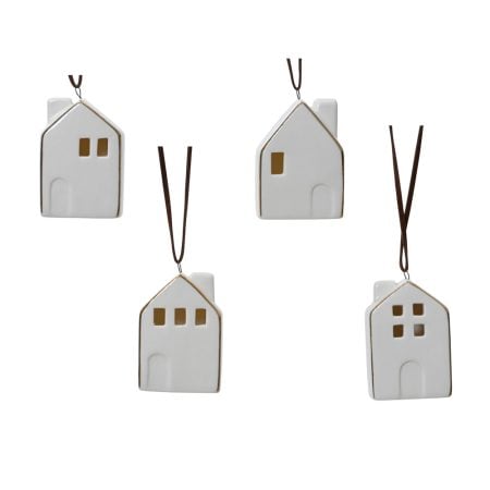Ornement de Noël maison en porcelaine blanche, 2''