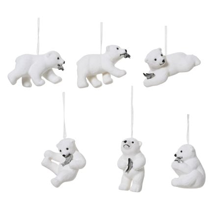 Ornement de Noël ours polaire avec son poisson, 3''