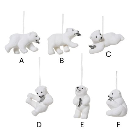Ornement de Noël ours polaire avec son poisson, 3'' - Décors Véronneau