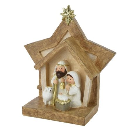 Small brown polyresin nativity scene, 6 x 2,5''