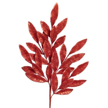 Tige de laurier artificiel rouge brillant, 28''
