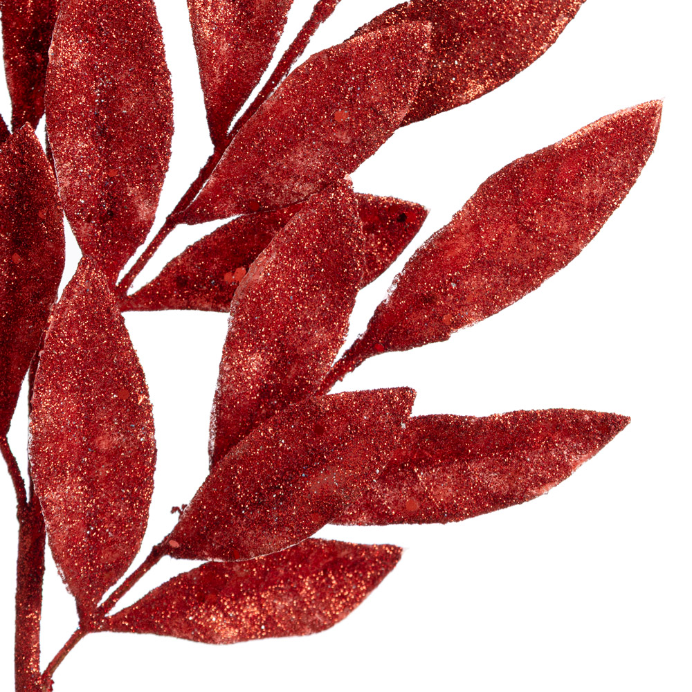 Tige de laurier artificiel rouge brillant - Décors Véronneau