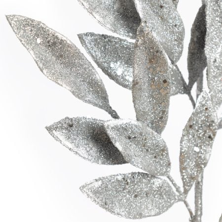 Tige de laurier artificiel argent brillant, 28'' - Décors Véronneau