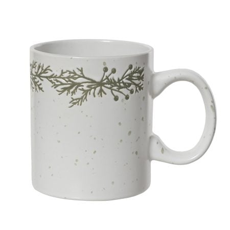 Ceramic Christmas mug with pine print,  4 x 5''