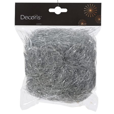 Silver tinsel Christmas tree decoration