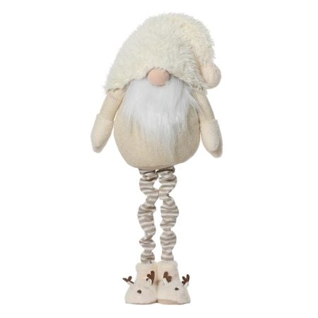 Giant cream Christmas gnome in slippers, 48''