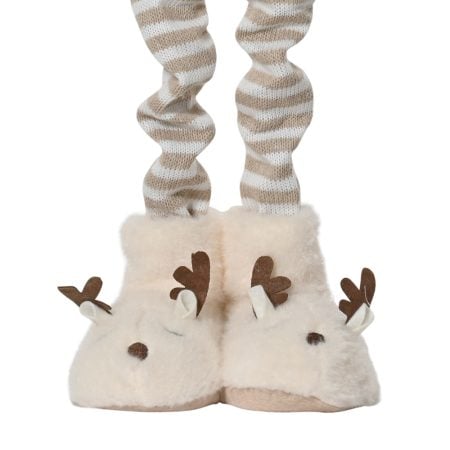 Giant cream Christmas gnome in slippers, 48'' - Décors Véronneau