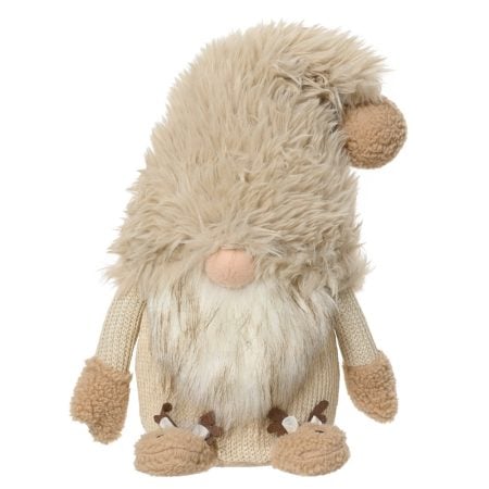 Handmade small cream Christmas gnome plush, 17,5''