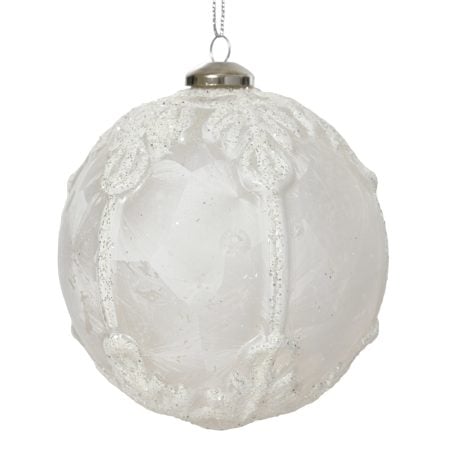 Boule de Noël blanche fini glacé, 4''