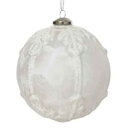 White ice lacquer Christmas ball, 4''