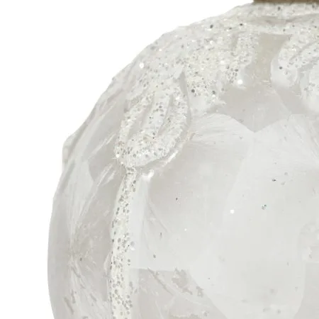 White ice lacquer Christmas ball, 4'' - Décors Véronneau