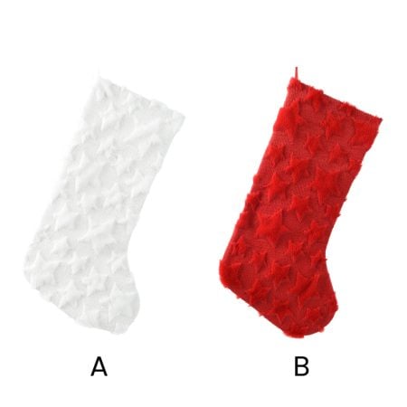 Bas de Noël étoilé rouge ou blanc, 21 x 11,5'' - Décors Véronneau