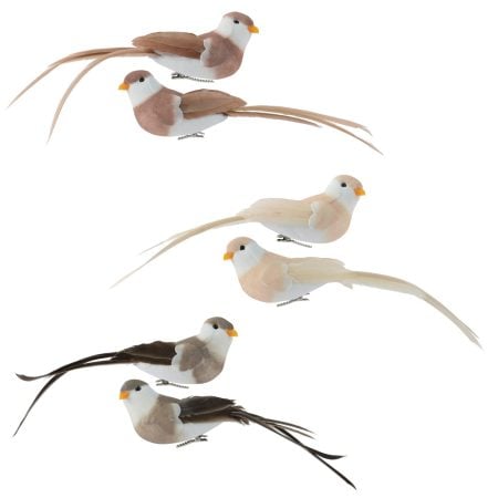 Pack of 2 small decorative birds, 2''