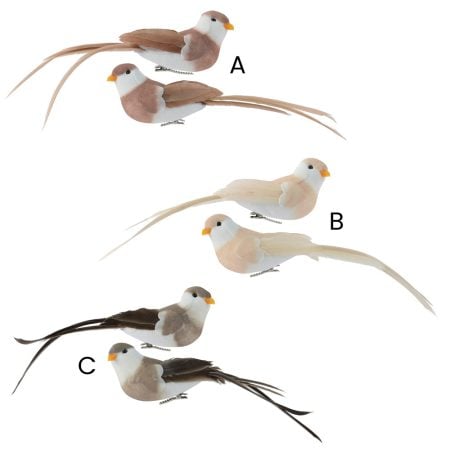 Pack of 2 small decorative birds, 2'' - Décors Véronneau