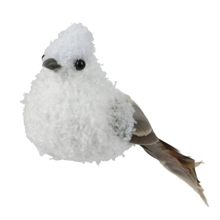 Decorative white bird on clip, 2''