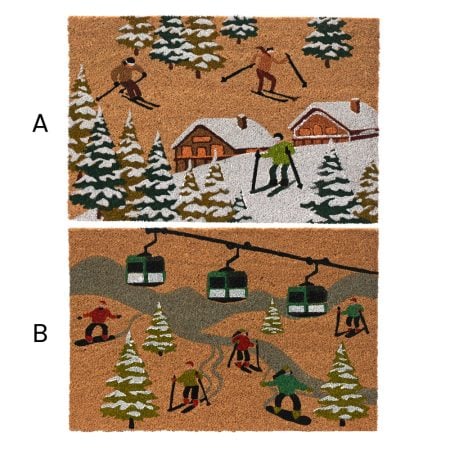 Entryway doormat with winter ski chalet, 16 x 23,5'' - Décors Véronneau