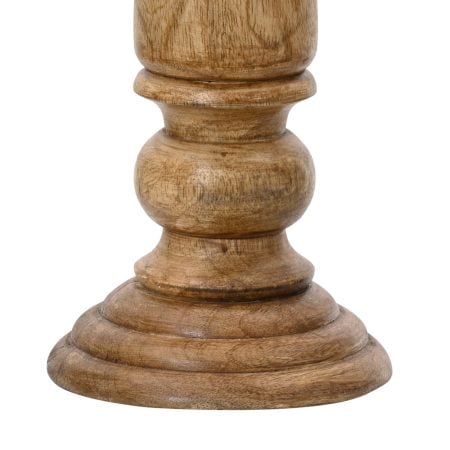 Handmade mangowood candle holder, 15,5'' - Décors Véronneau