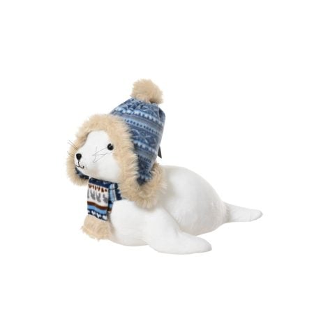 Seal with blue hat Christmas plush, 9''