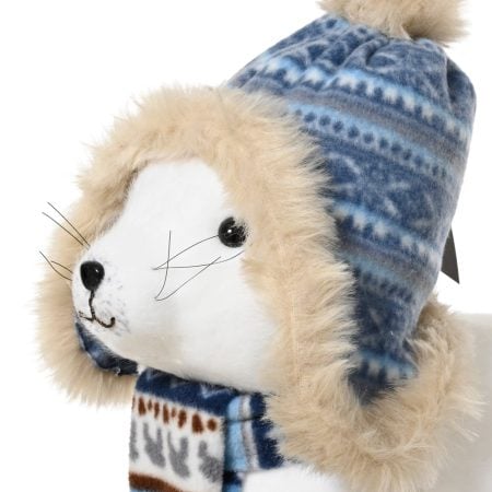 Seal with blue hat Christmas plush, 19,5'' - Décors Véronneau