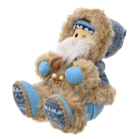 Blue eskimo sitting Christmas plush, 9''