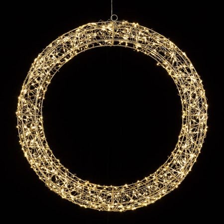 Lighted metal Christmas wreath, 720 warm white LEDs, 23''