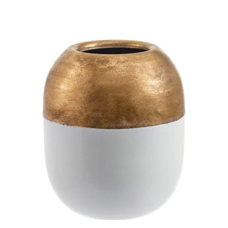 Antique-finish gold and white metal vase