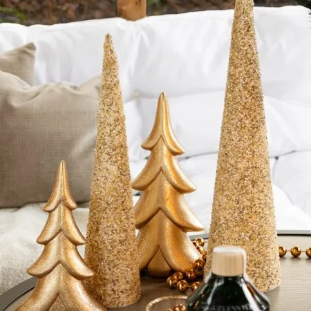 Gold glittered tabletop tree - Décors Véronneau