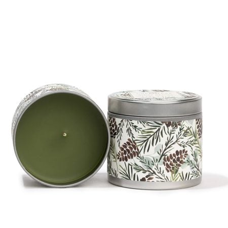Silver spruce tin scented candle, 4 oz - Décors Véronneau