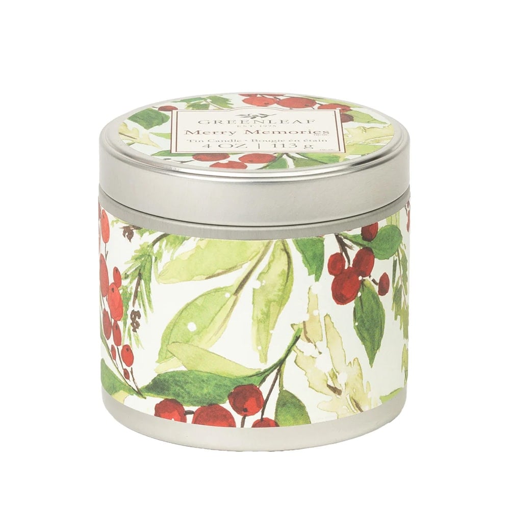 Bougie de Noël merry memories en pot de métal - Décors Véronneau