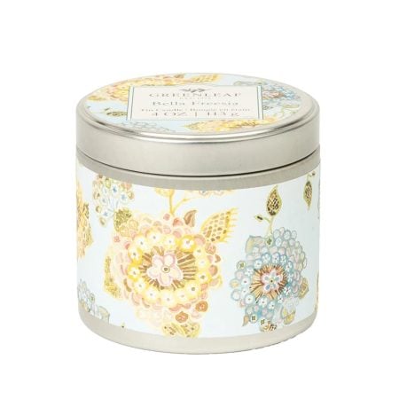 Bella freesia tin scented candle, 4 oz