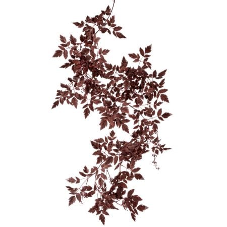 Plum faux leaf seaded fall garland, 72''