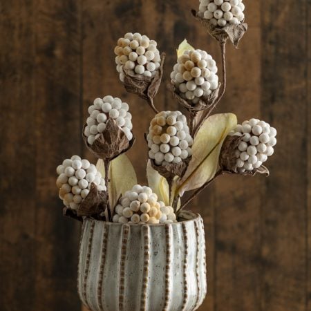 Artificial cream autumn pod berry spray, 18'' - Décors Véronneau