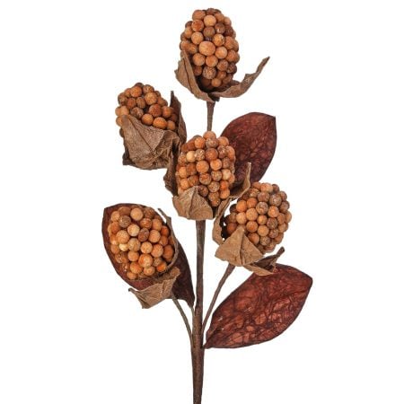 Artificial brown autumn pod berry spray, 18''