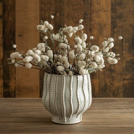 Artificial white wild cotton branch, 21'' - Décors Véronneau