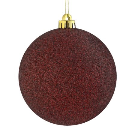 Boîte de 4 boules de Noël bourgogne foncé brillantes, 4'' - Décors Véronneau