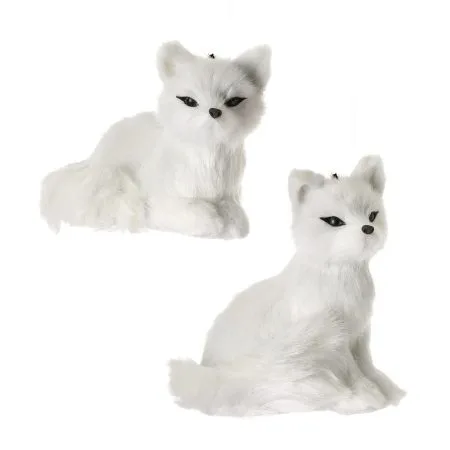 White polar fox Christmas ornament, 4''