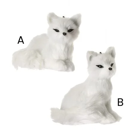 White polar fox Christmas ornament, 4'' - Décors Véronneau