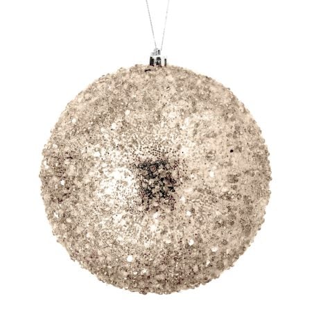 Iced champagne Christmas ball, 6''