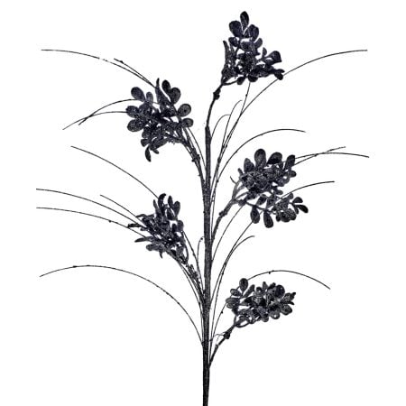 Tige de Noël avec herbes noires brillantes, 27''