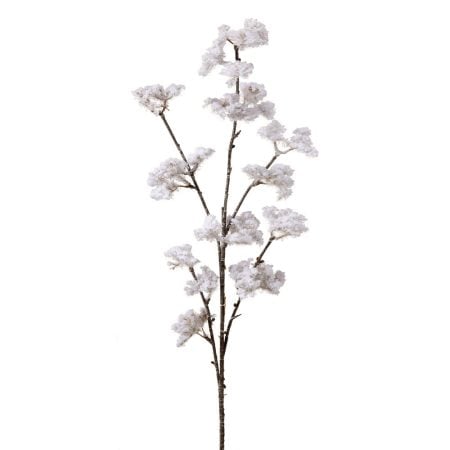 Flocked white snow cluster branch, 33''