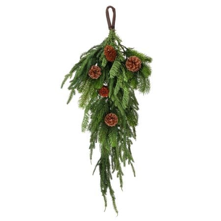 Real-touch artificial cypress and juniper door swag, 27''