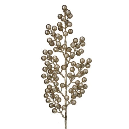 Artificial champagne cluster Christmas berry stem, 24''
