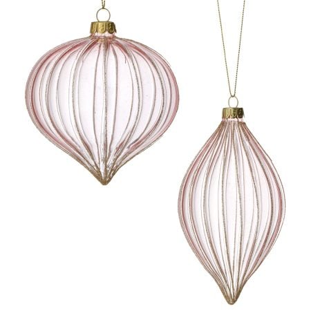 Ornement fleuron de Noël clair en verre côtelé, 4-6''