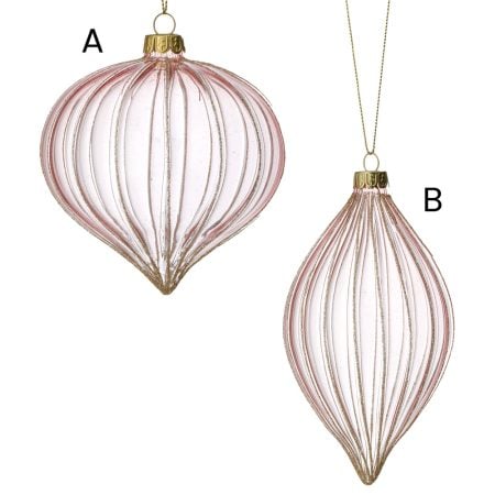 Ornement fleuron de Noël clair en verre côtelé, 4-6'' - Décors Véronneau