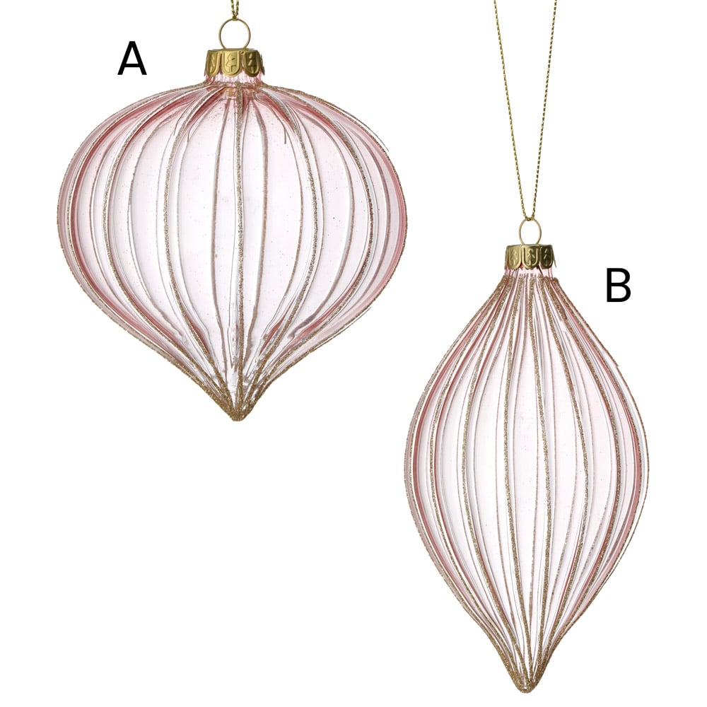 Ornement fleuron de Noël clair en verre côtelé - Décors Véronneau